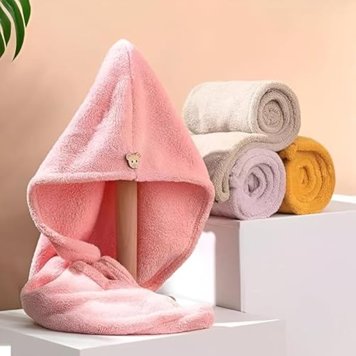 Hair Towel Wrap - Quick Drying Microfiber Towel for Women with Elastic Loop for Tie, Super Absorbent Head Wrap for Ladies, Perfect for Hair Turban Use (Multicolor) (1PCS) - Image 3